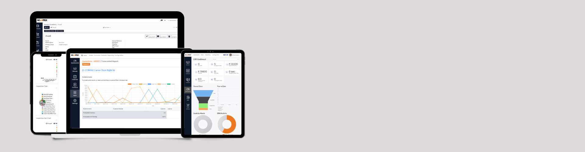 Scopex lead management dashboard across desktop and mobile
